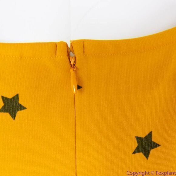 Unique Vintage Gwynnie Bee‎ Yellow Star Print Fit-And-Flare Dress, XL - Picture 12 of 15